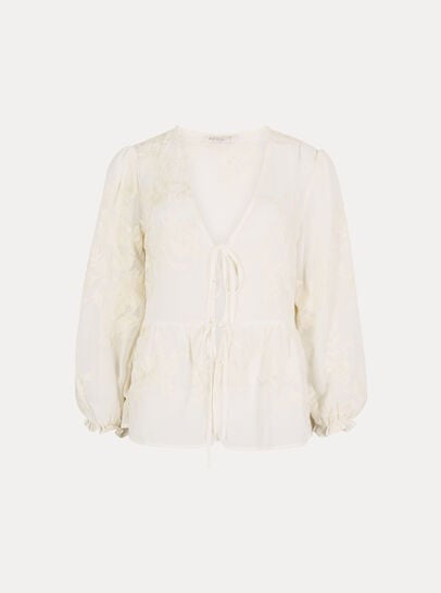 Embroidered Floral Chiffon Top