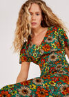 Floral Angel Sleeve Dress, Green, large