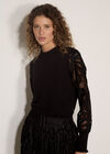 Lace Mesh Jumper, Black, large