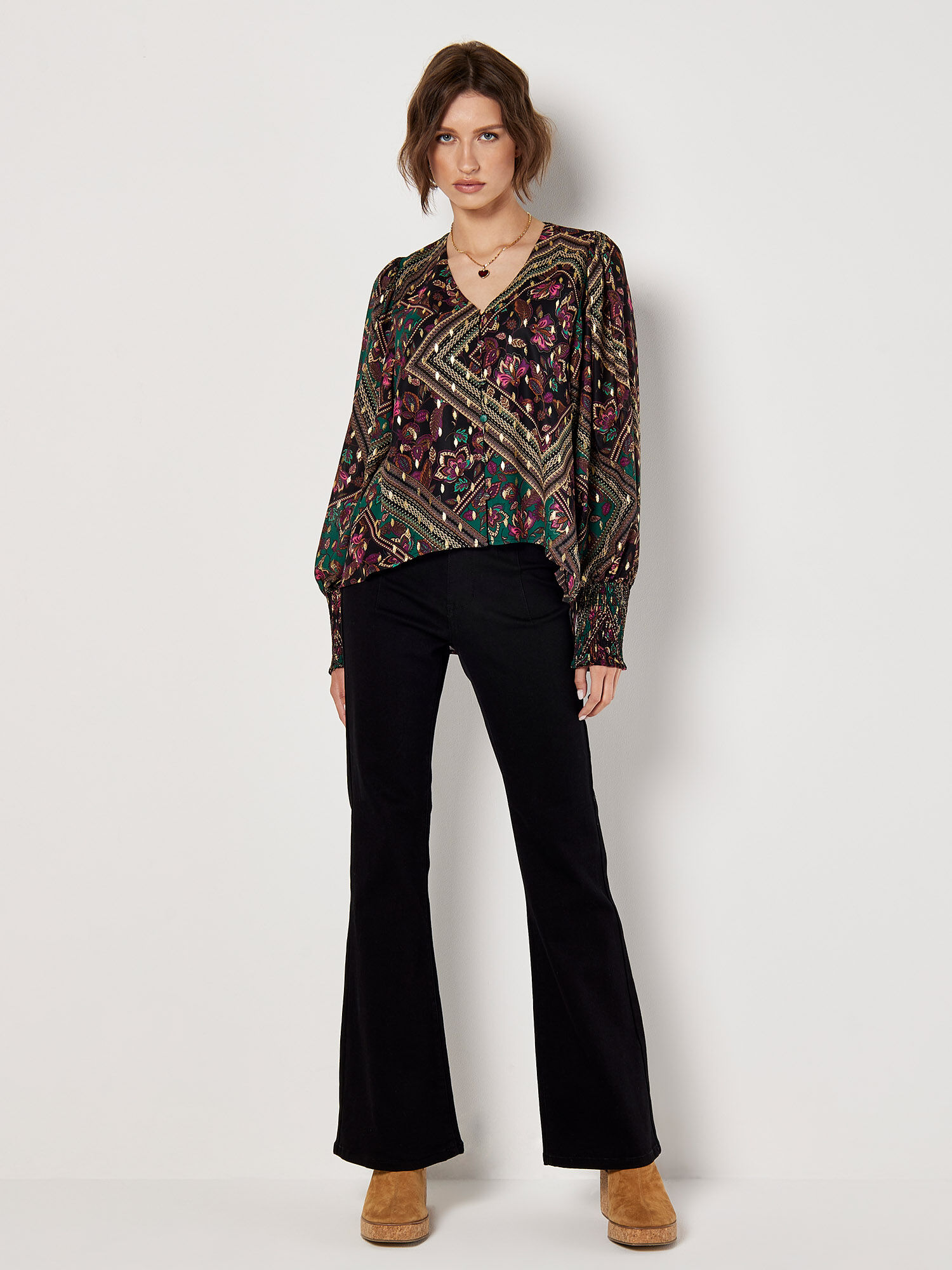 Gold Foil Floral Blouse | Apricot Clothing Gold Foil Floral Blouse | Apricot Clothing