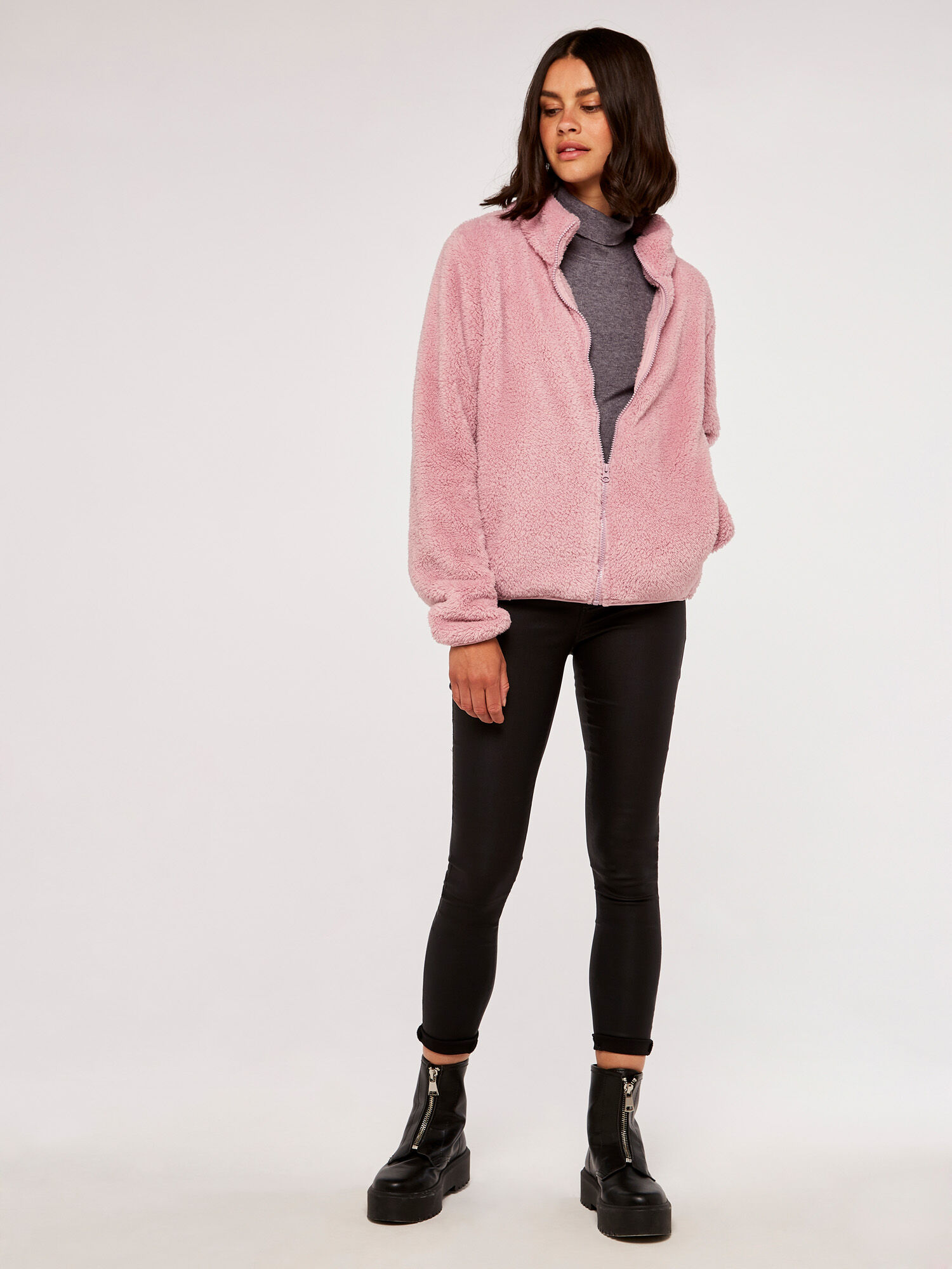 Pink fleece cardigan deals