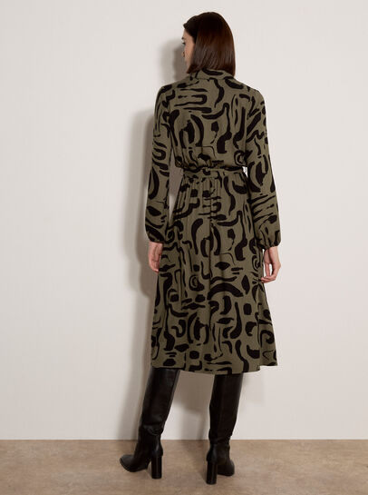 Abstract Brushstroke Midi Dress