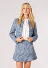 Shimmer Tweed Cropped Blazer, Blue, large