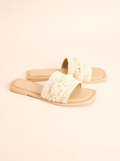 Hand-Crocheted Raffia Mule Sandals