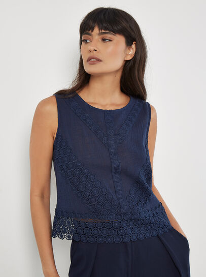 Cotton Lace Bow Top