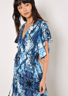 Patchwork Ruffle Tiered Midi Dress, Blue, large