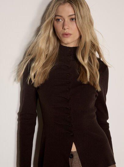 Fine Knit Ruched Cardigan