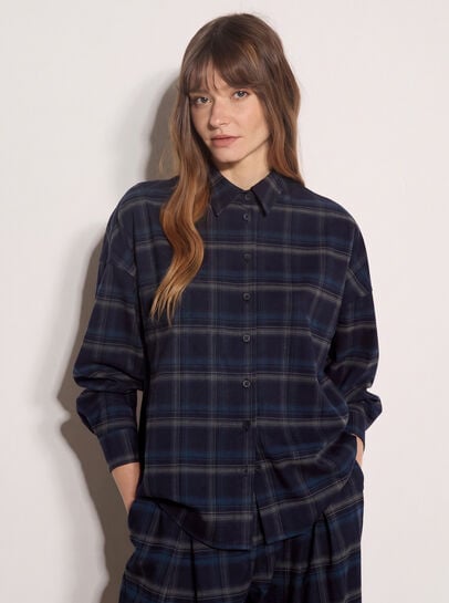 Oversized Check Print Shirt