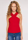 Halterneck Fitted Top, Red, large
