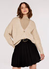 Knit Boyfriend Cardigan, Stone, large