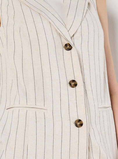 Longline Woven Pinstripe Waistcoat