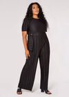 Curve Plisse Wide-Leg Jumpsuit, Black, large