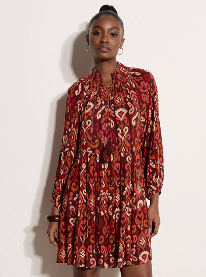 Shimmer Ikat Babydoll Midi Dress