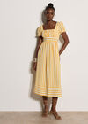 Stripe Milkmaid Midaxi Dress, Yellow, large