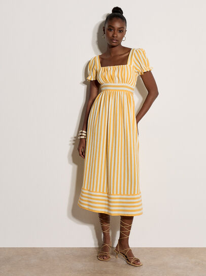 Stripe Milkmaid Midaxi Dress