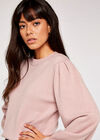 Volume Sleeve Crew Neck Jumper, Pink, large