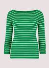  Stripe Ribbed Jumper, Green, large