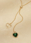 Collier coeur en pierre verte ton or, vert, grand