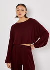 Soft Ribbed Crop Top, Burgundy, large