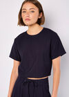 Pinstripe Cropped Top, Navy, large