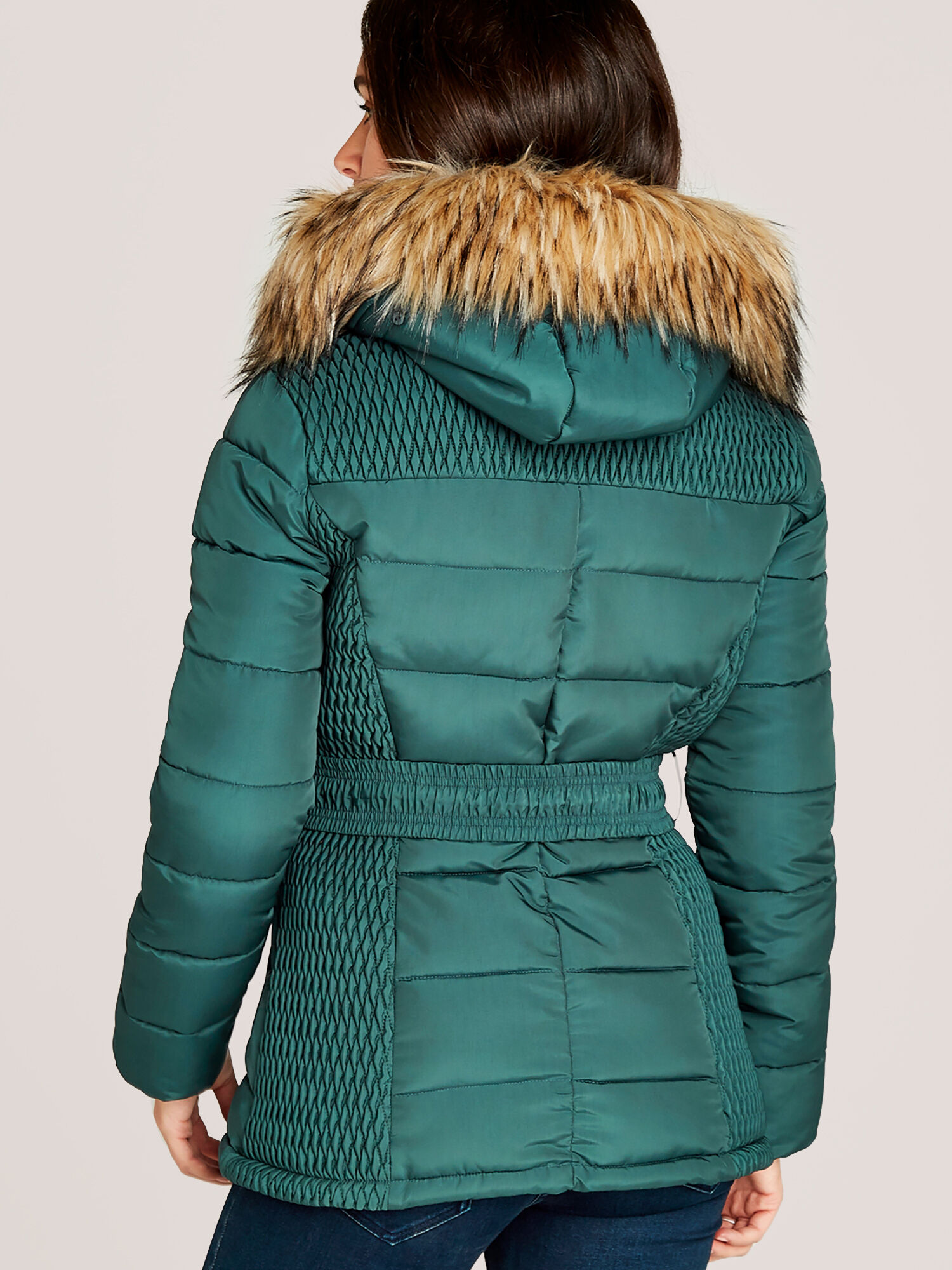 Removable Faux Fur Hood Puffer Jacket 