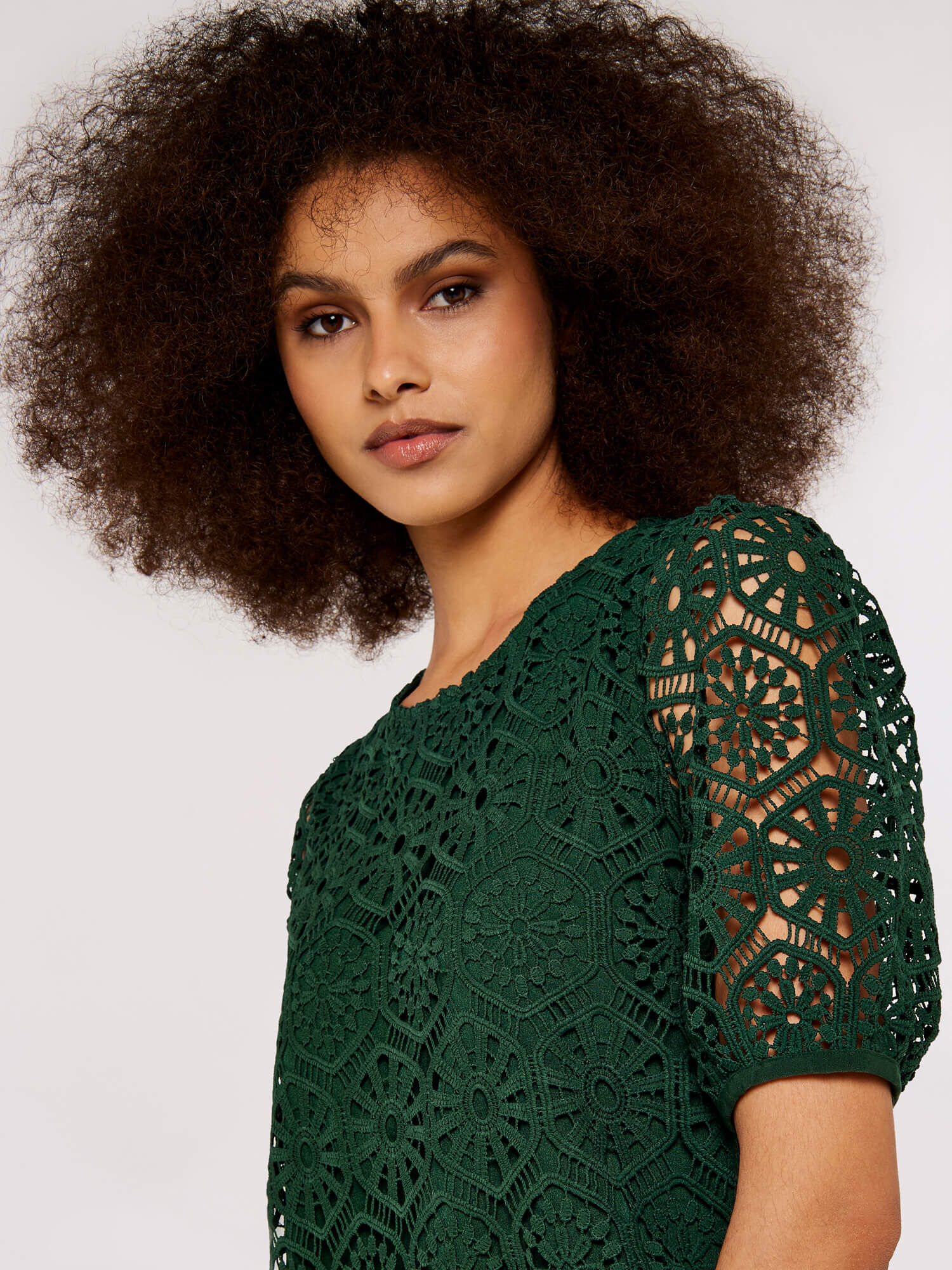 Green lace shift dress on sale