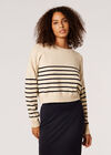 Stripe Knitted Gold Button Jumper, Stone, large