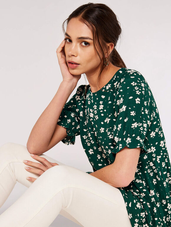 Ditsy Tiered Top, Green, large