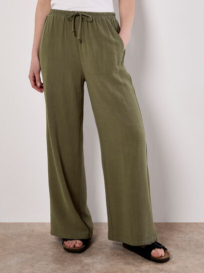 Linen Blend Wide Leg Trousers