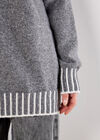 Stripe Trim Mock Neck Oversized Jumper, Dark Grey - Charcoal, large
