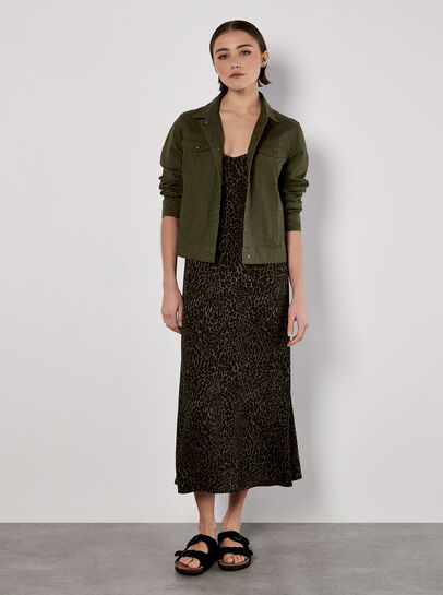 Animal Print Crepe Maxi Slip Dress