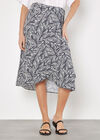 Geo Leaf Wrap Midi Skirt, Navy, large