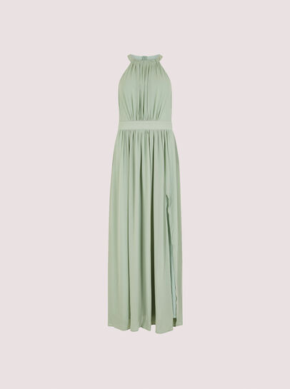 Halter Neck Split Maxi Dress