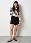 Waffle Knit Stripe Bow Back Jumper, Black, large