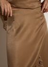 Lace Hem Satin Midi Skirt, Gold, large