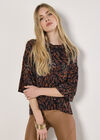 Batik Leaf Jersey Knit Top, Orange, large