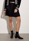 Soft Satin Skater Mini Skirt, Black, large