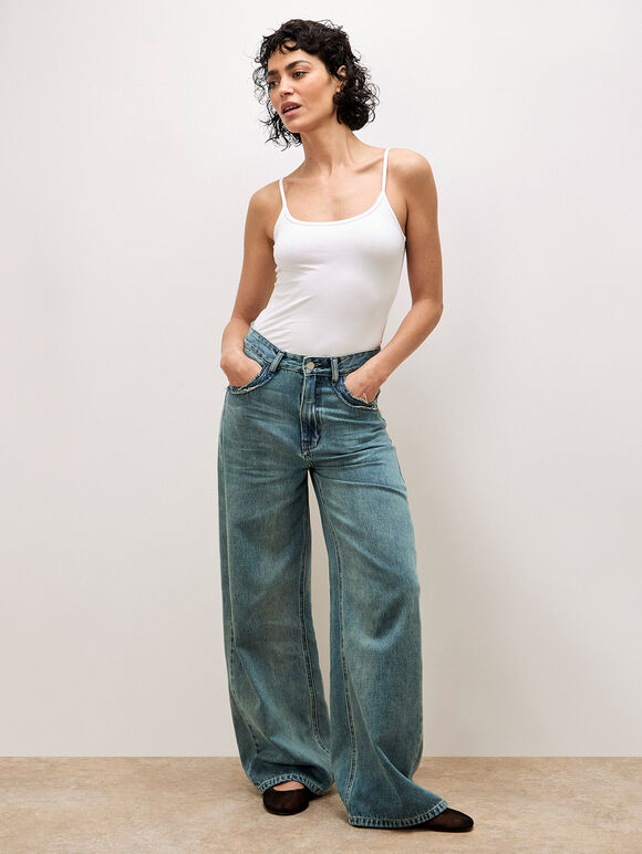 Ellie Wide Leg Boyfriend Jeans, Blue, large