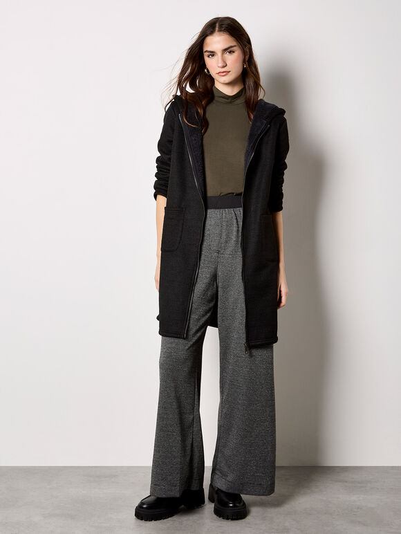 Tweed Fleece Lined Jacket, Black, large