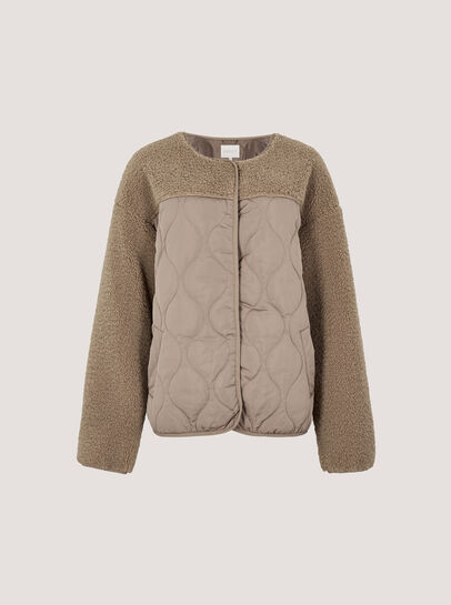 Contrast Borg Quilted Jacket