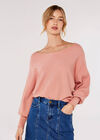 Rib Batwing Crop Jumper, Pink, large