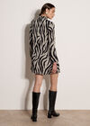 Zebra Print Swing Mini Dress, Stone, large