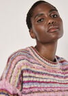 Multicoloured Stripe Aran Jumper, Pink, large