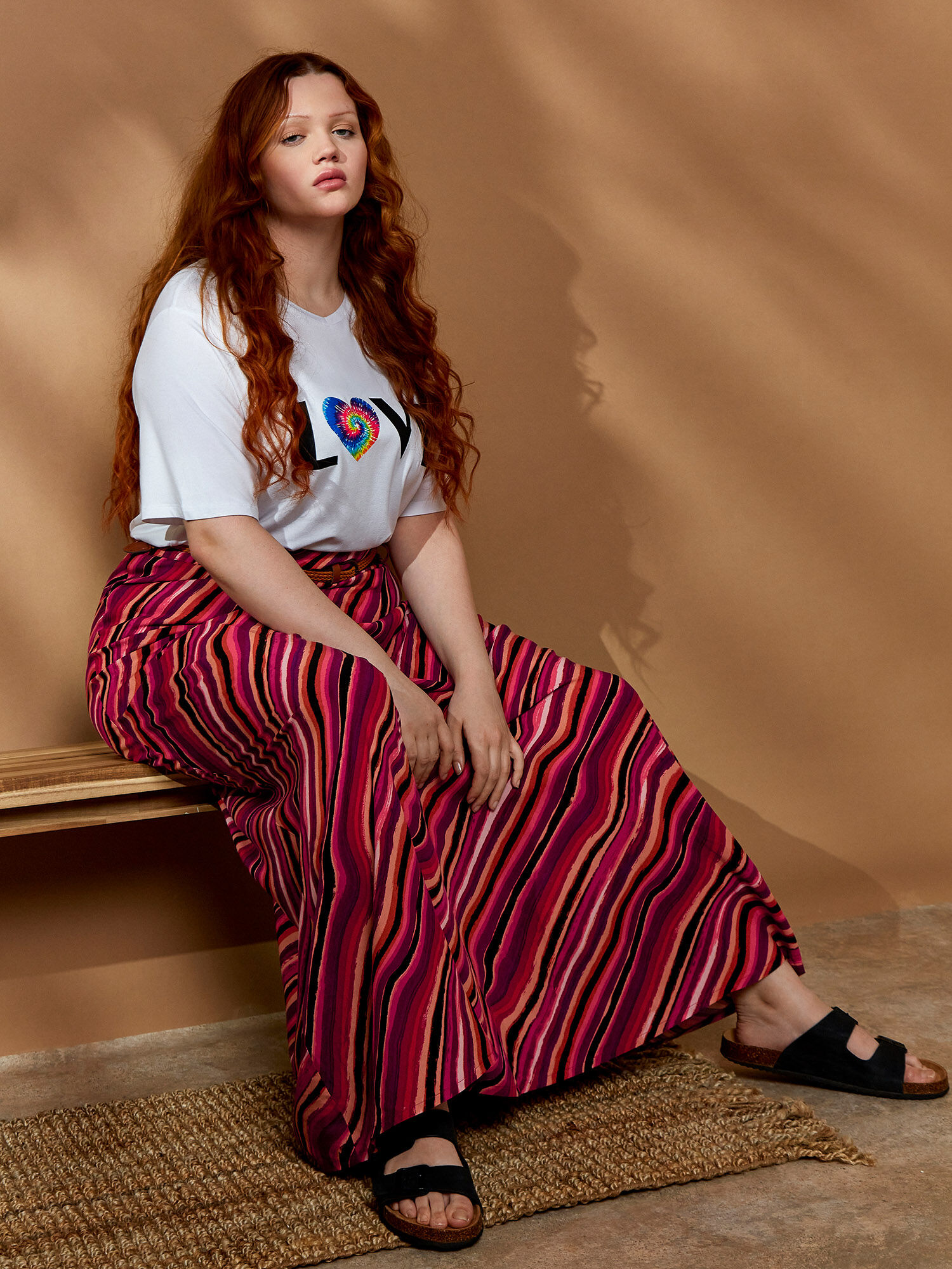 Jupe Longue A Vagues Retro Curve Vetements Apricot