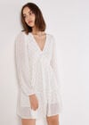 Gold Foil Mini Dress, Cream, large