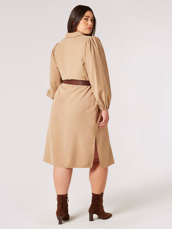 Curve Shirt Maxi Dress, Stone, large
