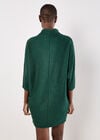 Textured Cable Knit Cocoon Jumper Mini Dress, Green, large
