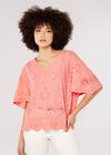Embroidered Cotton Top, Pink, large