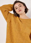 Textured Knit Oversized Jumper, Mustard, large