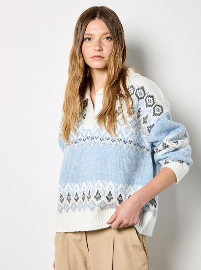 Open Collar Fair Isle Jumper